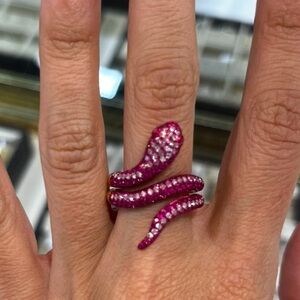 Diamond and Pink Sapph Snake ring